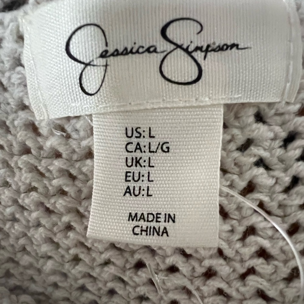 Jessica Simpson Large Beige Cream Crochet Tank Top Boho Summer Clean Girl Y2K - Picture 5 of 7